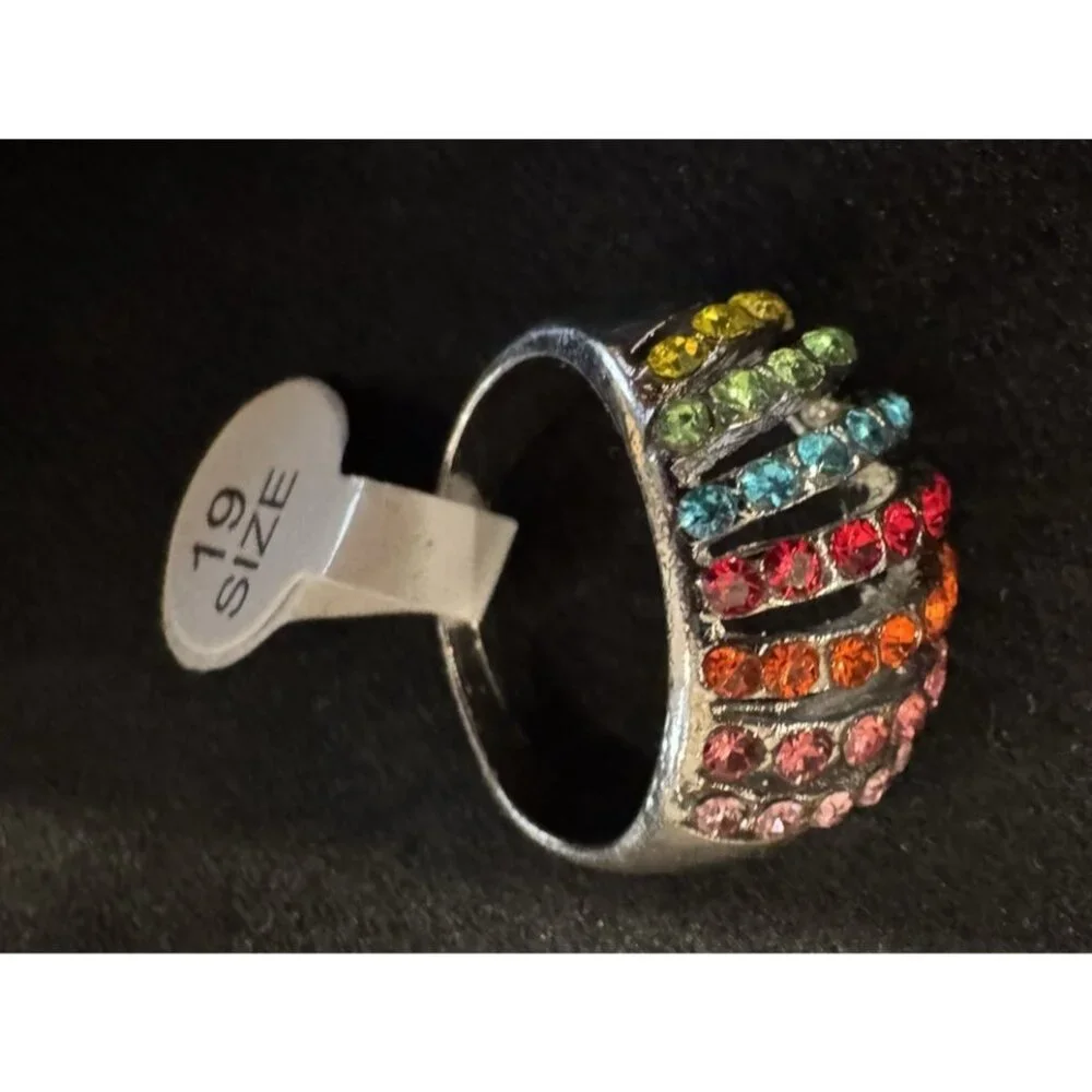 NEW Premier Designs Fashion CZ Rainbow Colors Ring Women 19 US 9.5